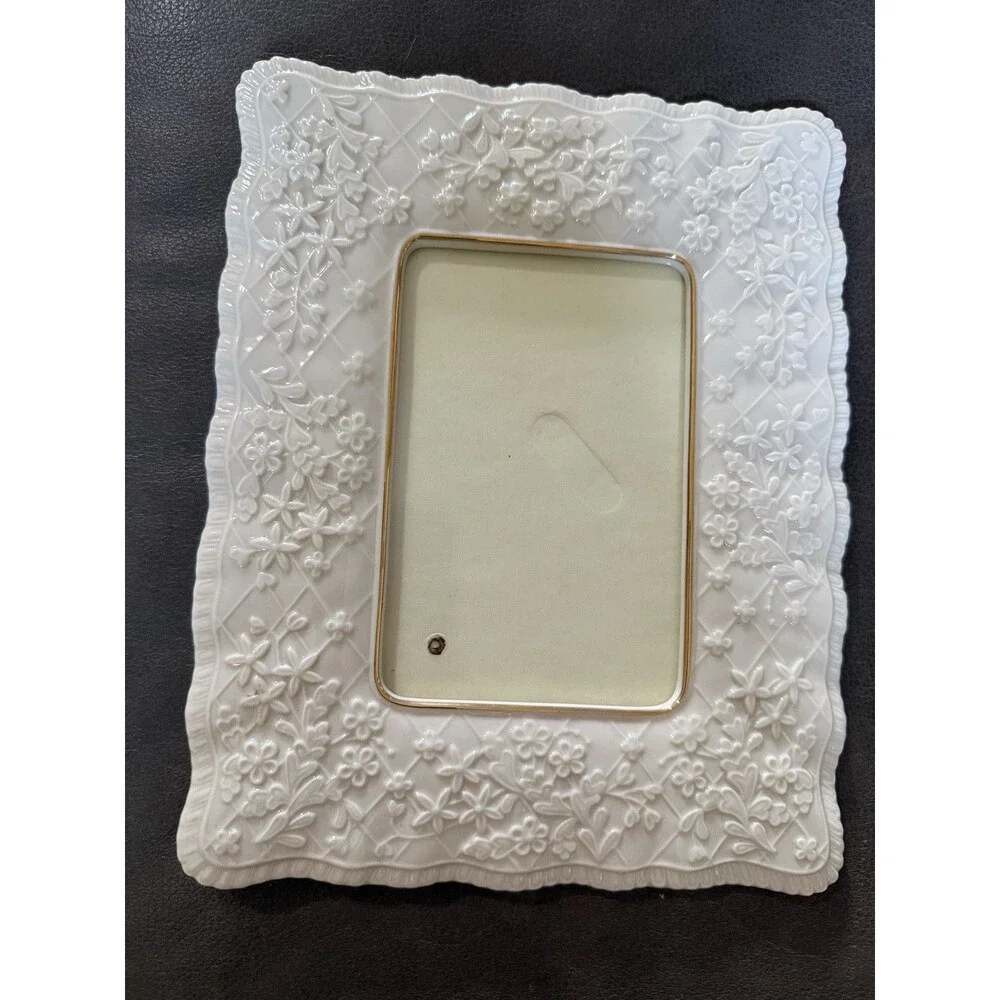 Lenox Picture Frames Scalloped Edge 5x7 And 4x6 Ivory China USA Made Vintage
